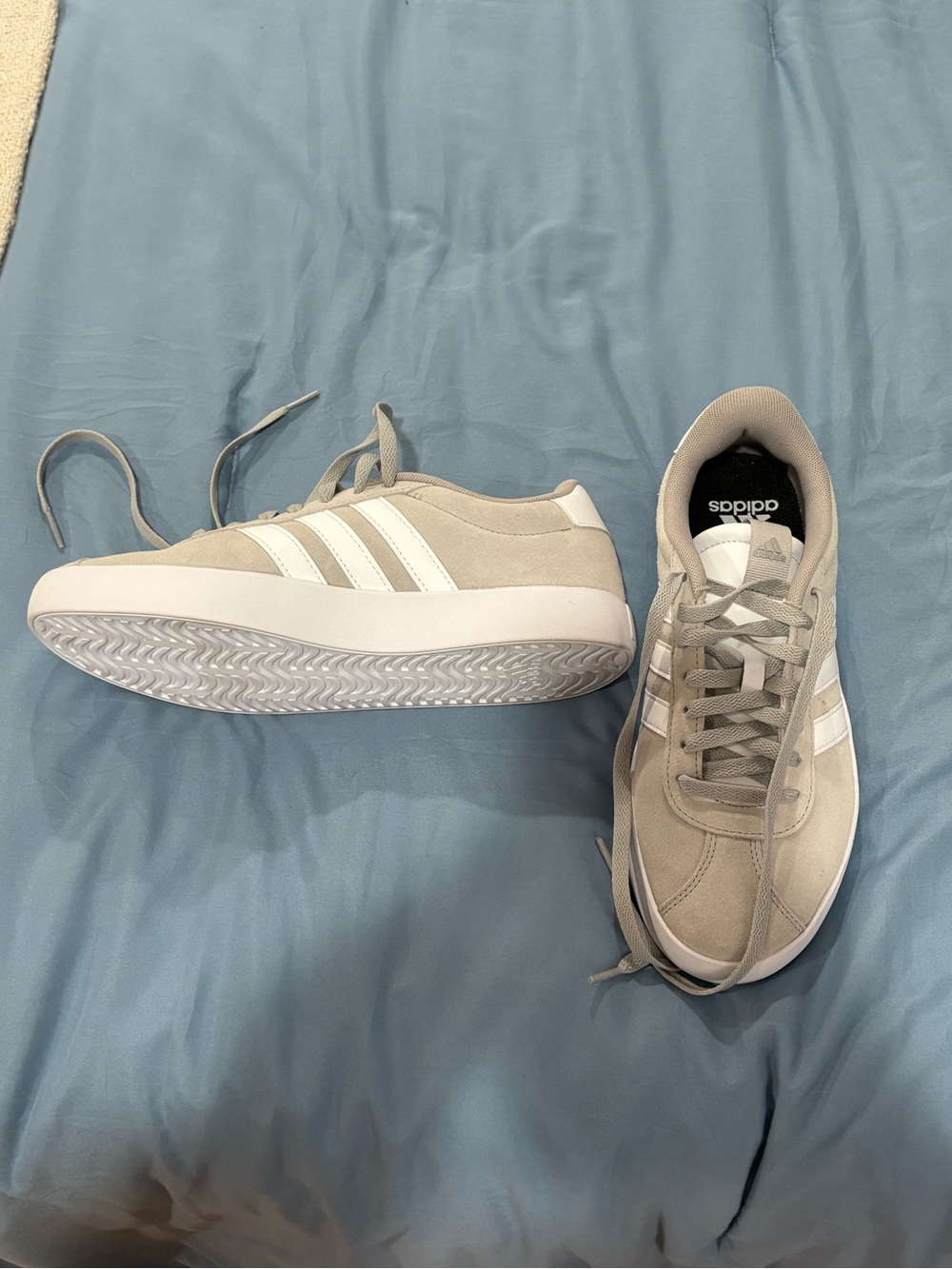 adidas grey Sneakers with White Stripes